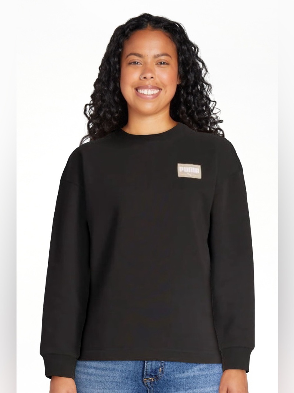 Puma Black Crew Sweatshirt with Tan Patch - Picture 3 of 6
